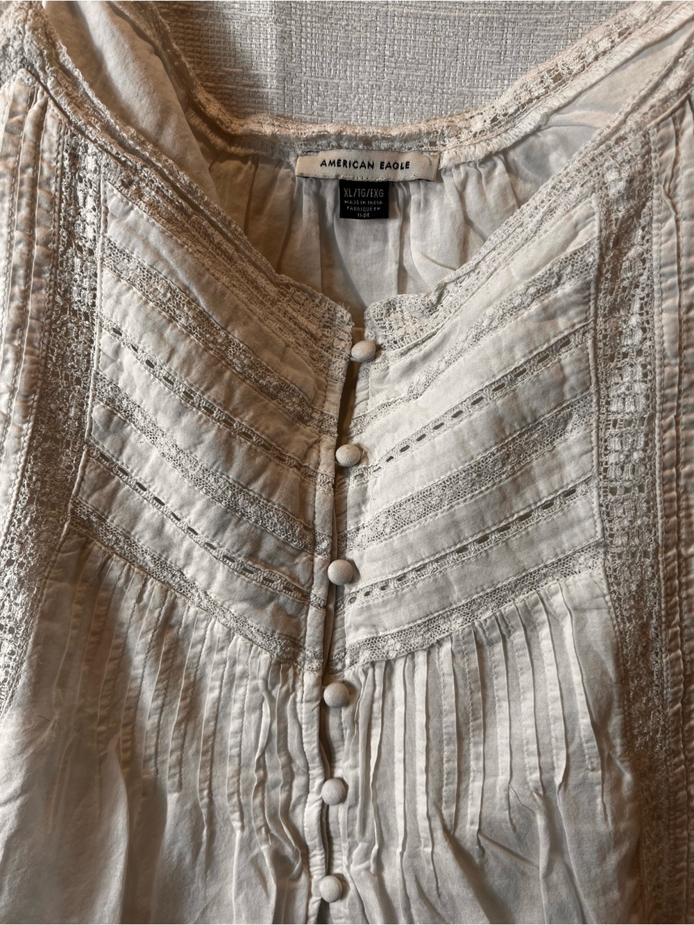 American Eagle Outfitters Cream Lace-Trim Button Front Cami Size X-Large - Picture 4 of 7